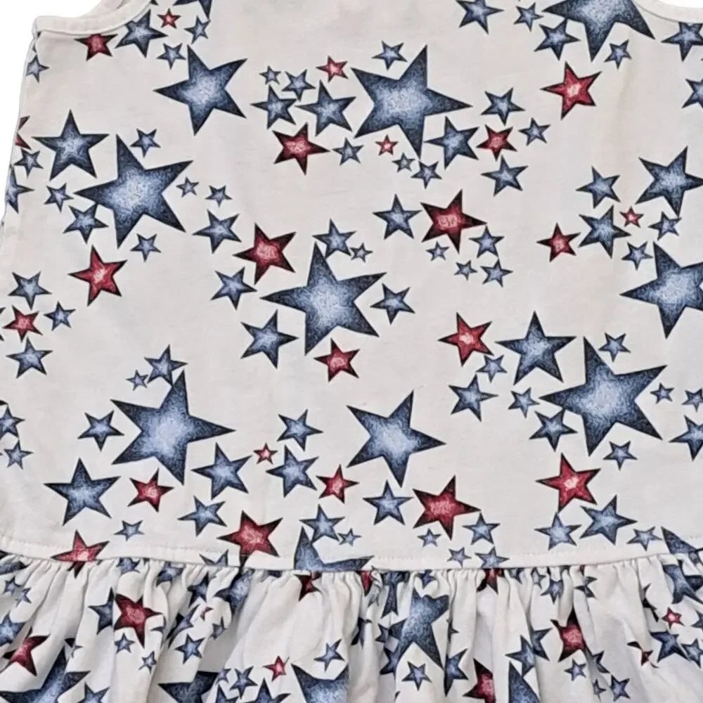 Lands' End Americana Stars Sleeveless Dress Size Small July 4th Festive Sundress